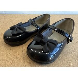 Vtg Cradle Jumpers Shoes Infant Girl Sz 2T (Small) Black Patent Leather Bow
